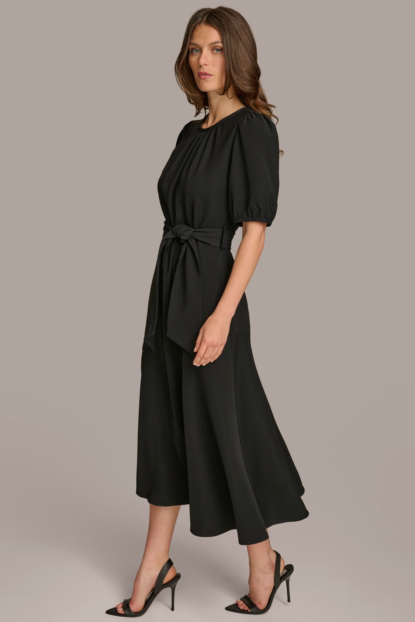 (image for) DISTINCTIVE SELF TIE BELT MIDI DRESS